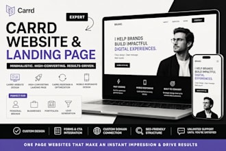 design minimalistic high converting carrd website, landing page, redesign carrd