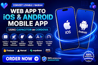 convert lovable or base44 to ios and android mobile app using capacitor cordova