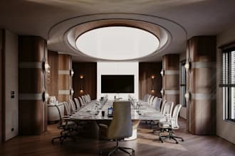 optimize interior space from floor plan,reflective office furniture,chic design