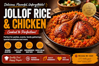 cook delicious jollof rice and chicken for your events and special occasions
