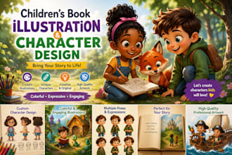 illustrate a beautiful children storybook  picture book and book cover
