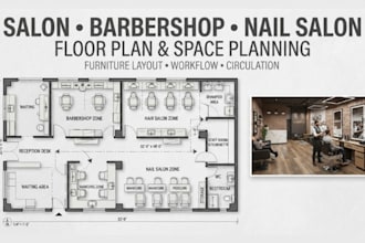 do salon barbershop nail salon floor plan furniture layout and space planning