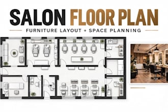 design salon floor plan with furniture layout and space planning