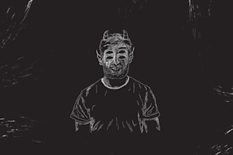 make an illustration of your portrait in dark devil line art