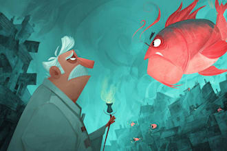 draw a digital cartoon illustration