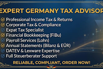 be your germany tax advisor for tax filing, elster, datev  bookkeeping