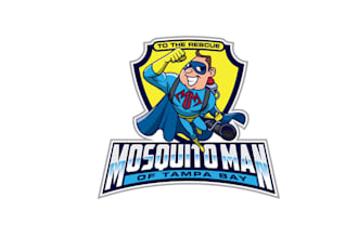 design cartoon modern mosquito man logo