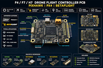 design f4 f7 h7 pixhawk px4 betaflight drone pcb with can rs485 imu gps esc