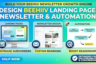 design beehiiv landing page, newsletter and automation