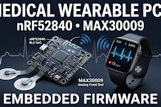 develop medical wearable pcb, nrf52840, max30009, ecg, ble and firmware