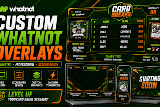 create animated whatnot card break overlays and obs stream graphics