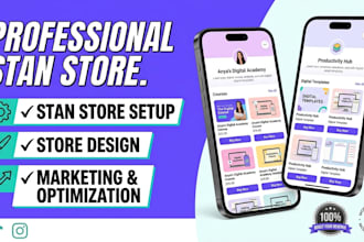 stan store marketing, stan store design, stan store set up and optimization