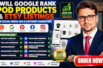 google rank pod products esty listings on social media ads pinterest promotion
