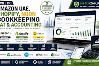 do amazon uae, shopify, noon bookkeeping, vat and accounting