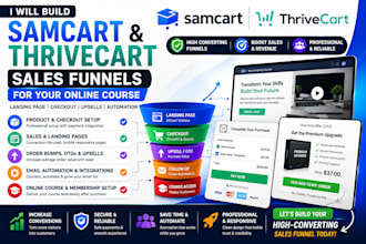 build samcart and thrivecart sales funnels for your online course