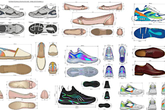 shoe tech pack, footwear design, sneakers, heels, custom shoe for manufacturing