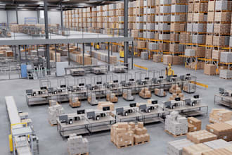refinish 3d warehouse interior,logistic hub,industrial storage facility,render