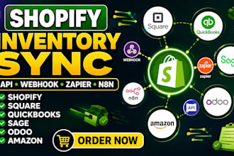 sync shopify inventory square quickbooks sage odoo amazon api webhook zapier n8n