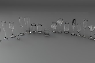 create realistic 3d glassware and beverage props