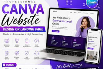 responsive canva website design and canva landing page