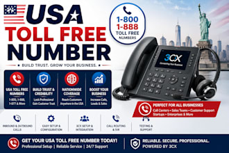 provide usa toll free number with 3cx set up