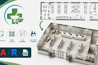 design pharmacy floor plans, retail medical store layouts and cad drawings