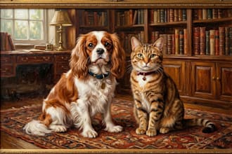 make a pet portrait, dog portrait, cat portrait oil painting