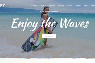 design wix surf school website surfing lessons surf coaching website