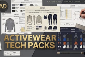 create professional activewear tech pack for manufacturing