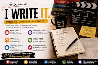 write children screenplay script, movie film script, screenwriting tv series