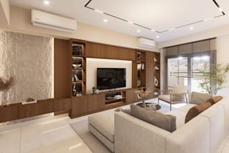 renew 3d minimalist luxury apartment,indoor houseplant, panel accent,cgi render
