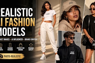 design realistic ai fashion model  product images for your brand ai influencer