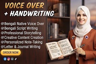record  bangla voice over and provide neat handwriting