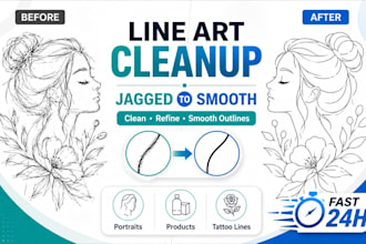 clean rough messy and jagged line art into smooth clear outlines