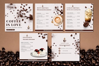 design professional coffee shop, cafe and restaurant menu
