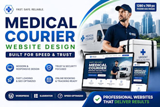design a professional medical courier website in wordpress