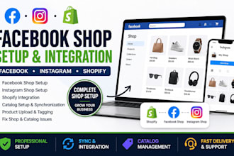 set up facebook shop, instagram shop and shopify integration