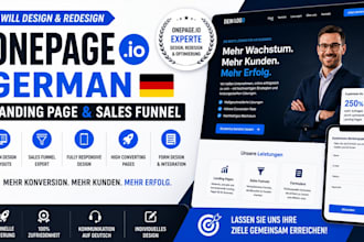design and redesign onepage io german website landing page and sales funnel form