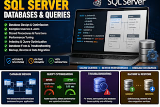 design, optimize and fix sql server databases and queries