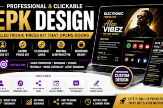 design a clickable artist music epk electronic press kit for musicians and bands