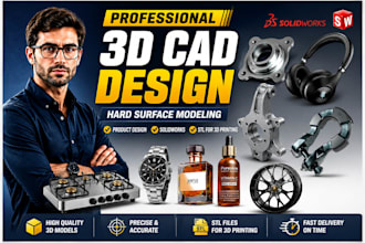 do 3d hard surface modeling 3d cad product design solidworks stl for 3d printing