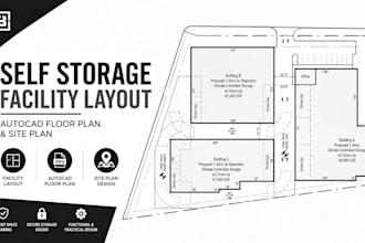 design self storage facility layout, autocad floor plan and site plan
