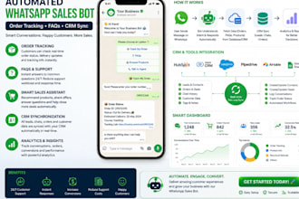 build an automated whatsapp sales bot for order tracking, faqs, and CRM sync