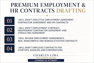 draft bulletproof employee contracts for startups and agencies as US attorney