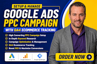 setup and manage google ads, adwords, ppc campaign with ga4 ecommerce tracking