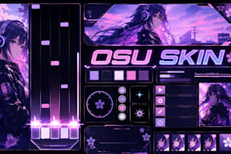 design a custom osu mania skin with anime UI smooth gameplay