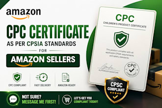 provide cpc certificate as per cpsia standards for amazon USA children products