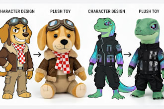 design a custom production ready plush toy for mass production and sampling