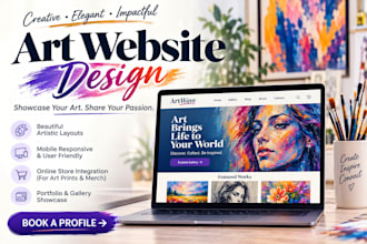 design a modern art gallery, artist portfolio, sculptural and fine art website