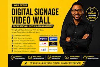 digital signage video wall setup via samsung vxt brightsign novisign yodeck xibo